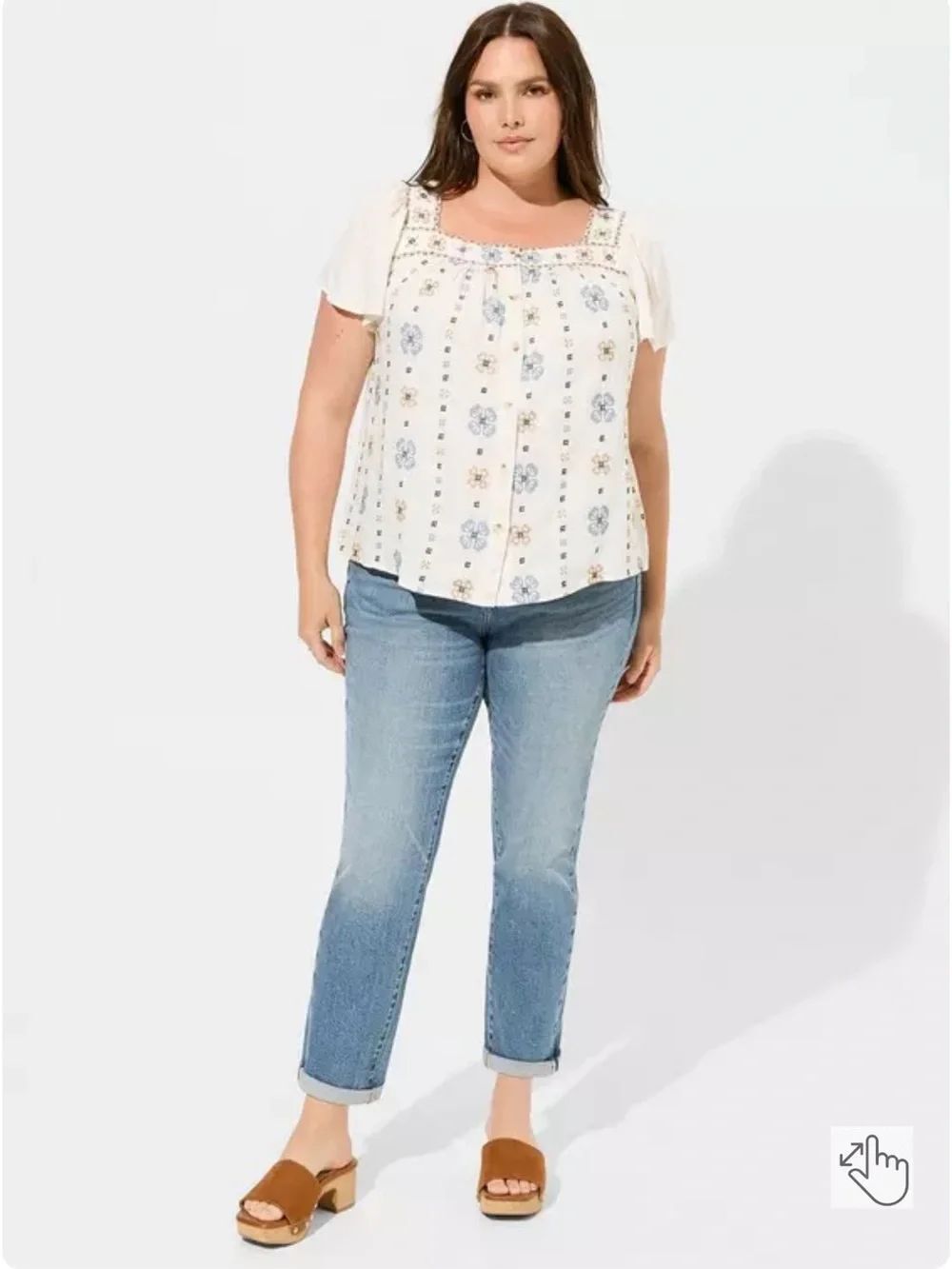 TORRID Beach Linen Eyelet Trim Shirt size 2
